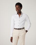 Slim Textured Long Sleeve Shirt, White, hi-res